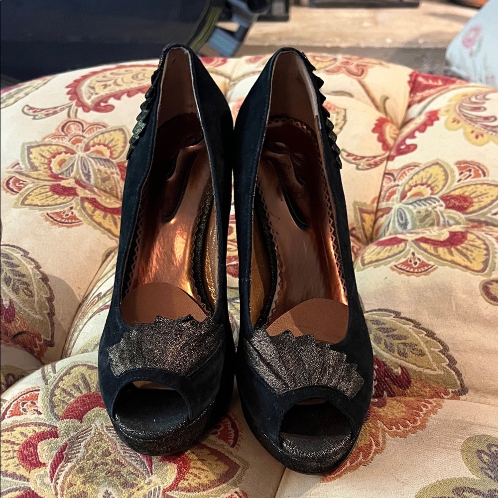 Poetic License Black Peep-Toe Heels